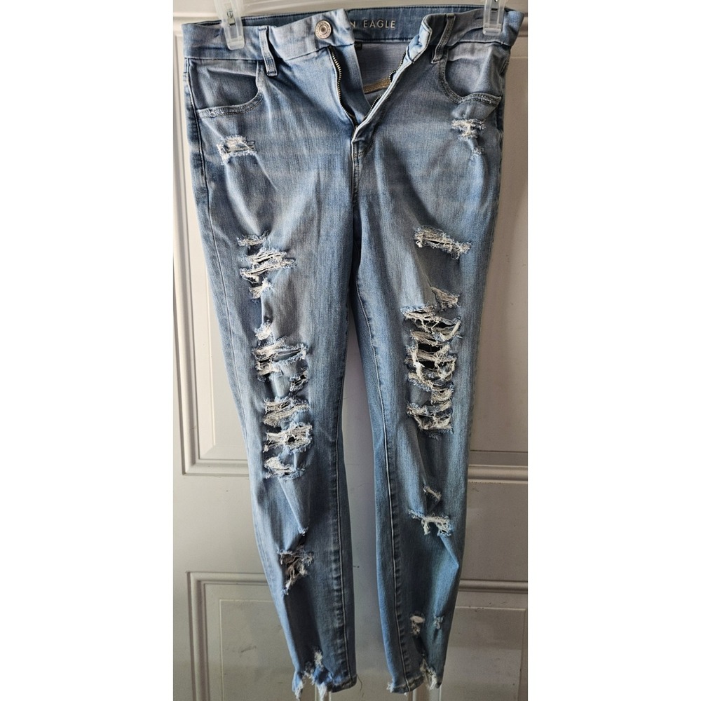 American Eagle Curvy Hi Rise Jegging‎ Womens 8 Distressed Dream Jean Stretch...